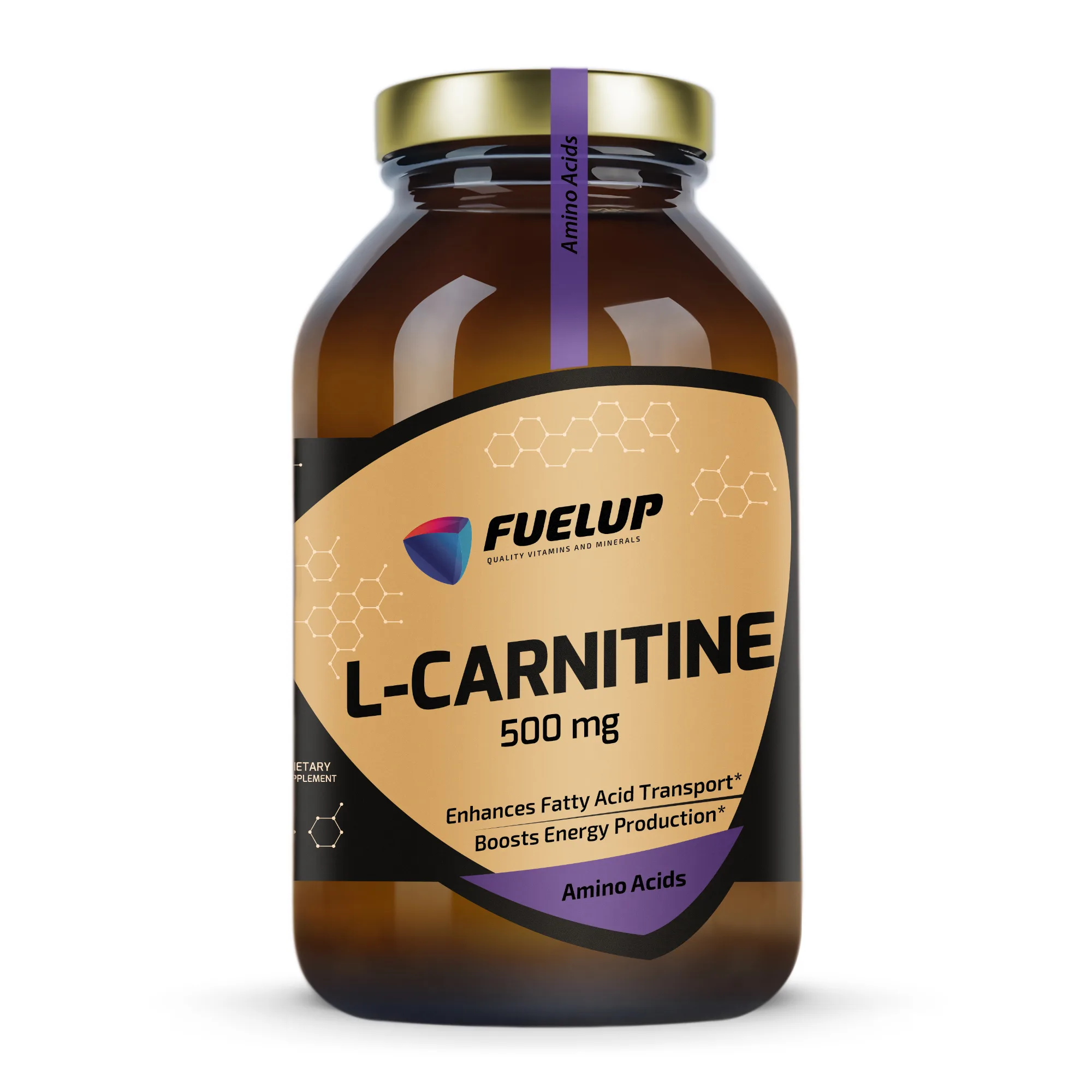 FU-L-Carnitine_500mg_180_vegcaps_1 L-карнітин FUELUP L-Carnitine 500 мг, Енергія та спалювання жиру, 180 капсул - Зображення 1