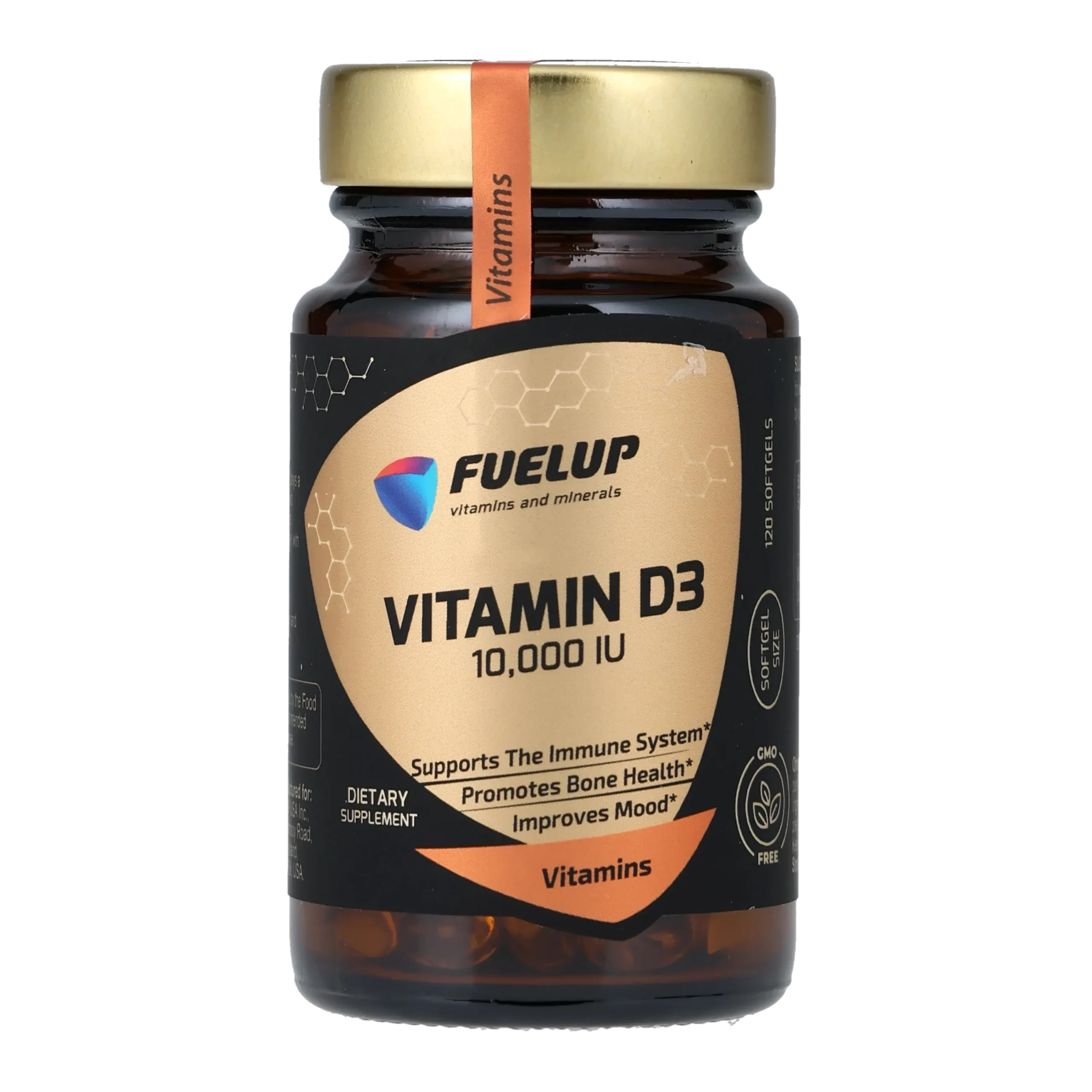 fu-0131_1.webp Вітамін D3 FUELUP 10000 МО, Міцні кістки та імунітет, 120 капсул - Зображення 1