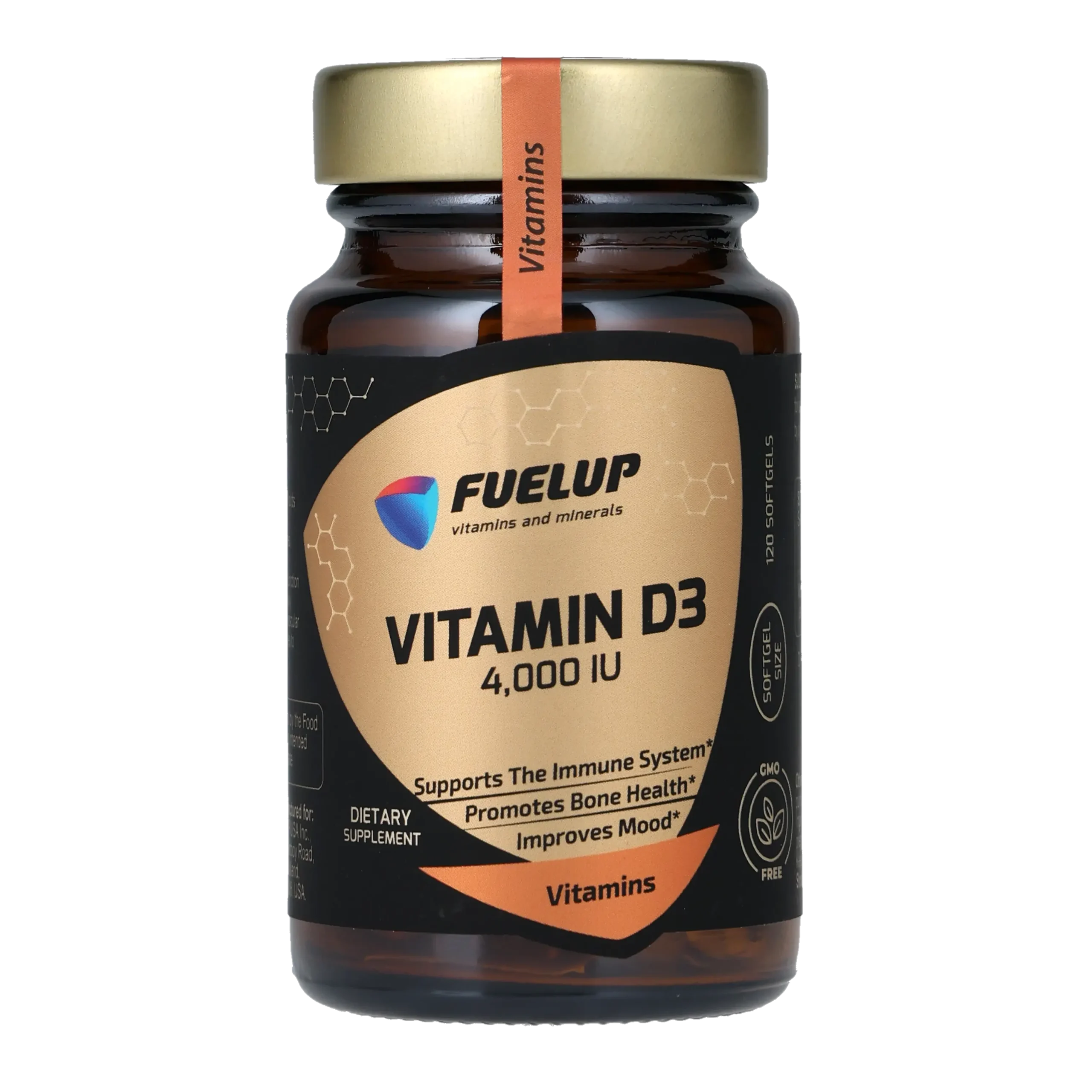 fu-0162_1.webp Вітамін D3 FUELUP 4000 МО, Міцні кістки та імунітет, 120 капсул - Зображення 1