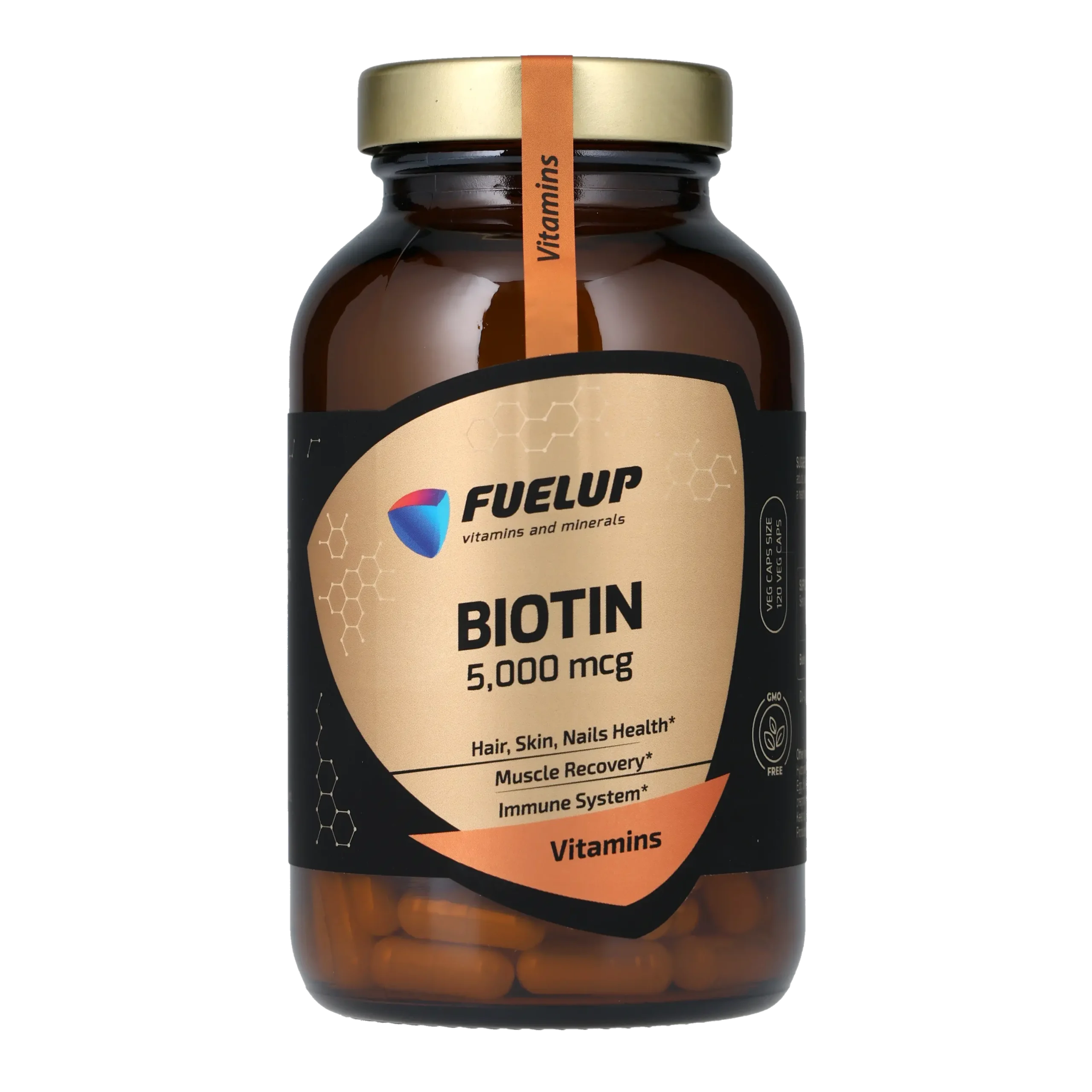 fu-0292_1.webp Біотин FUELUP 5000 мкг, Для волосся, шкіри та нігтів, 120 капсул - Зображення 1