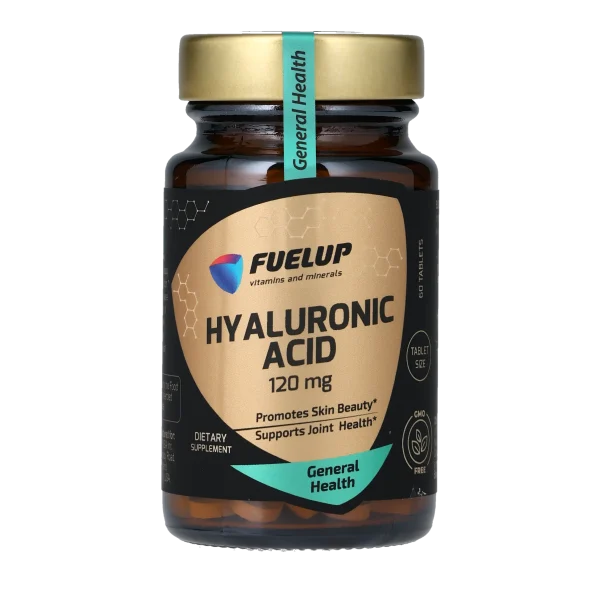 Гіалуронова кислота FUELUP Hyaluronic Acid 120 мг, Зволоження шкіри та здоров'я суглобів, 60 таблеток