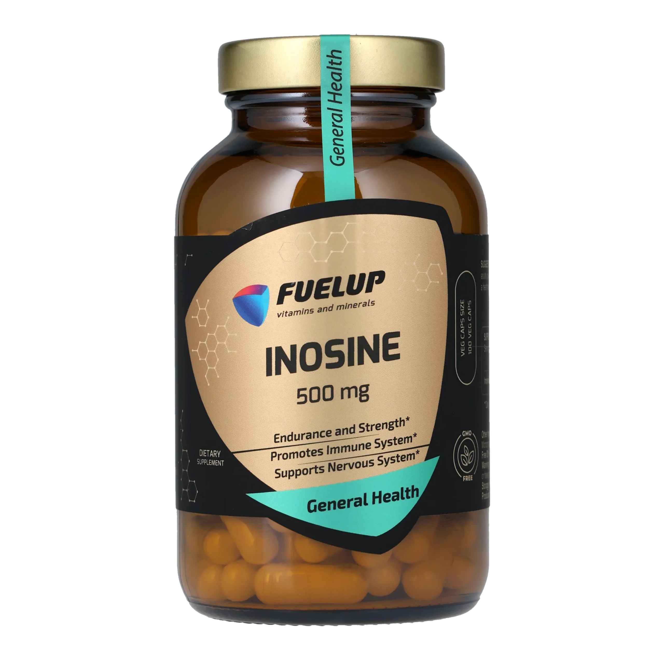 fu-0377_1.webp Інозин FUELUP Inosine 500 мг, Енергія та підтримка серця, 100 капсул - Зображення 1