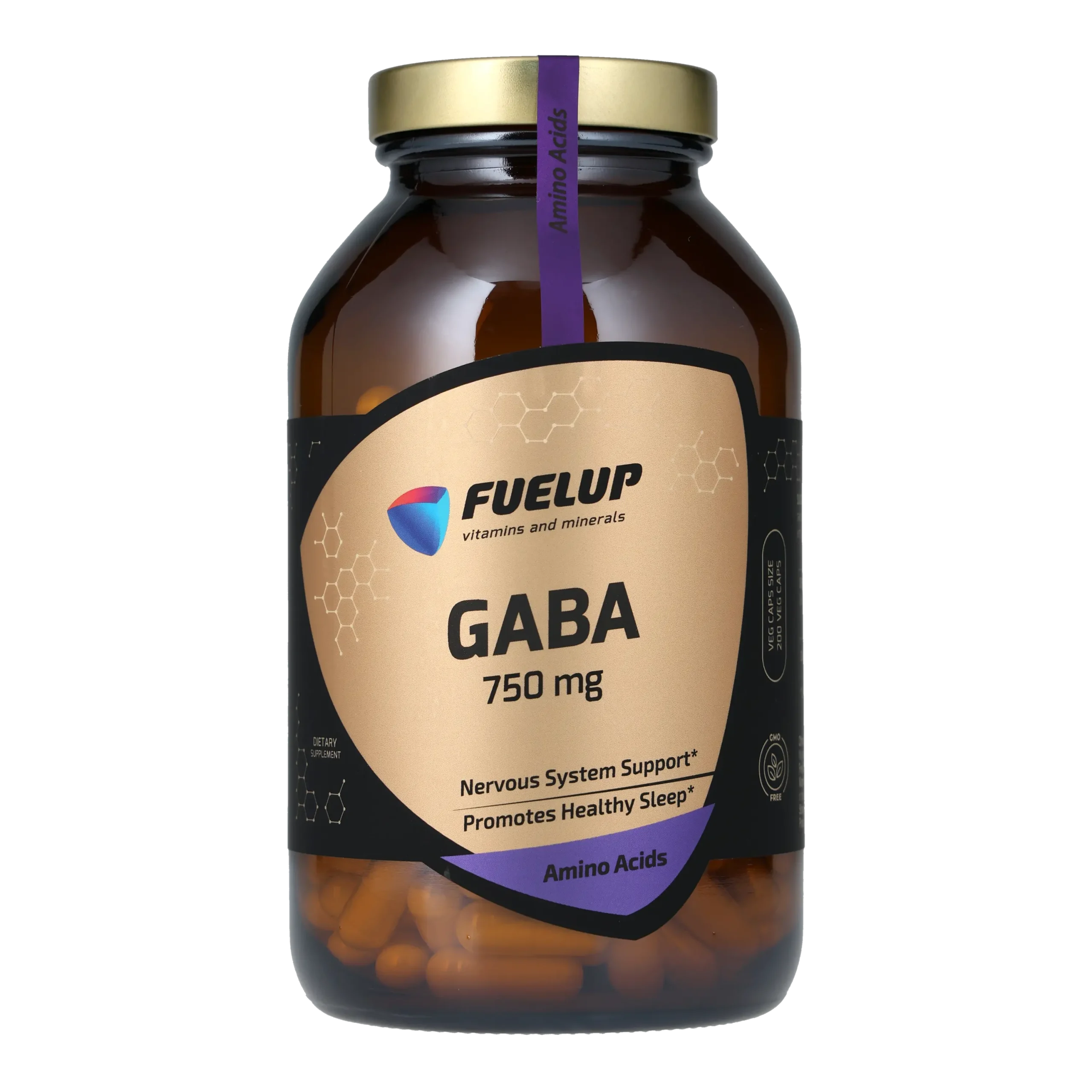 fu-0568_1.webp ГАМК FUELUP GABA 750 мг, Антистрес та розслаблення, 200 капсул - Зображення 1