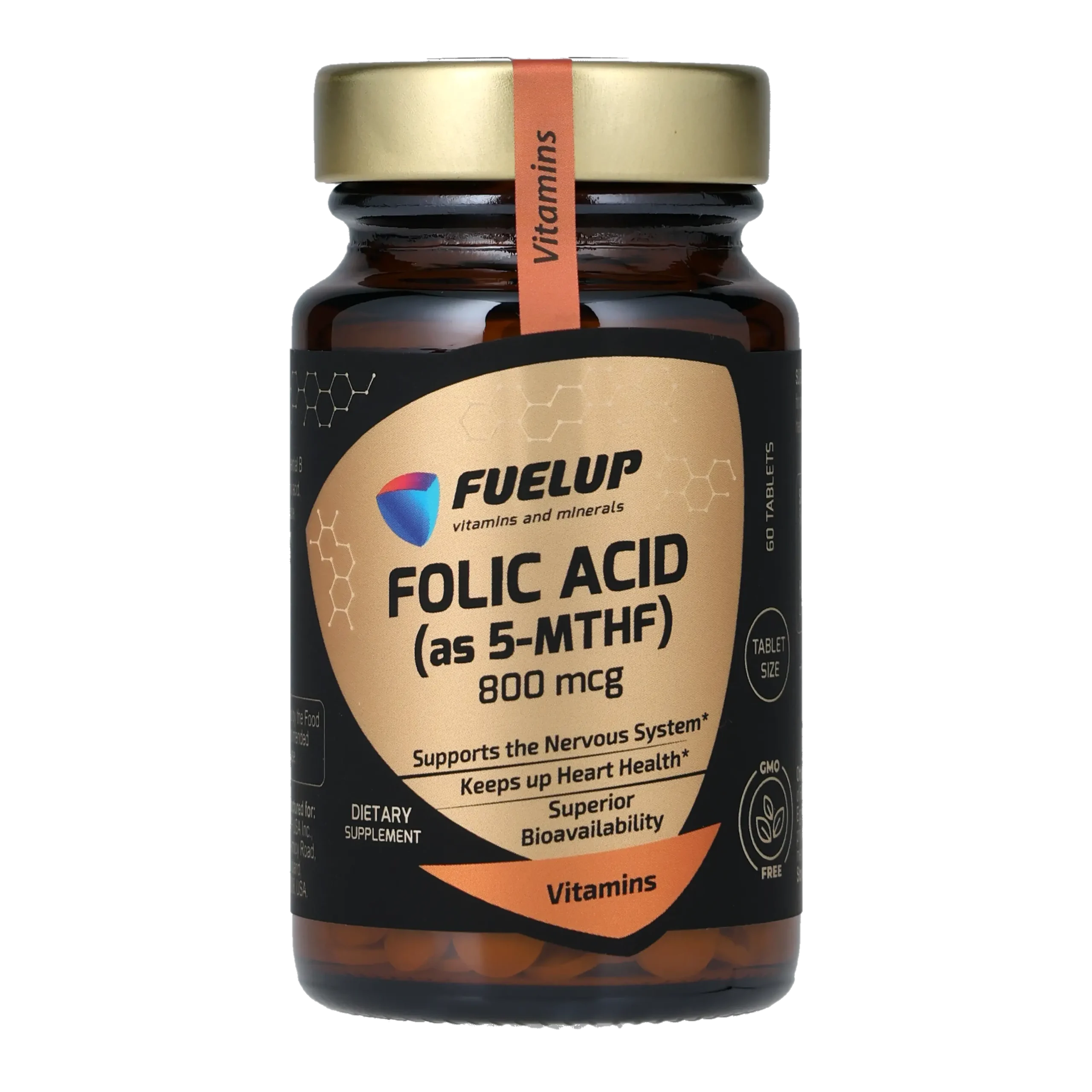 fu-0742_1.webp Фолієва кислота FUELUP Folic Acid 800 мкг, Підтримка нервової системи та серця, 60 таблеток - Зображення 1