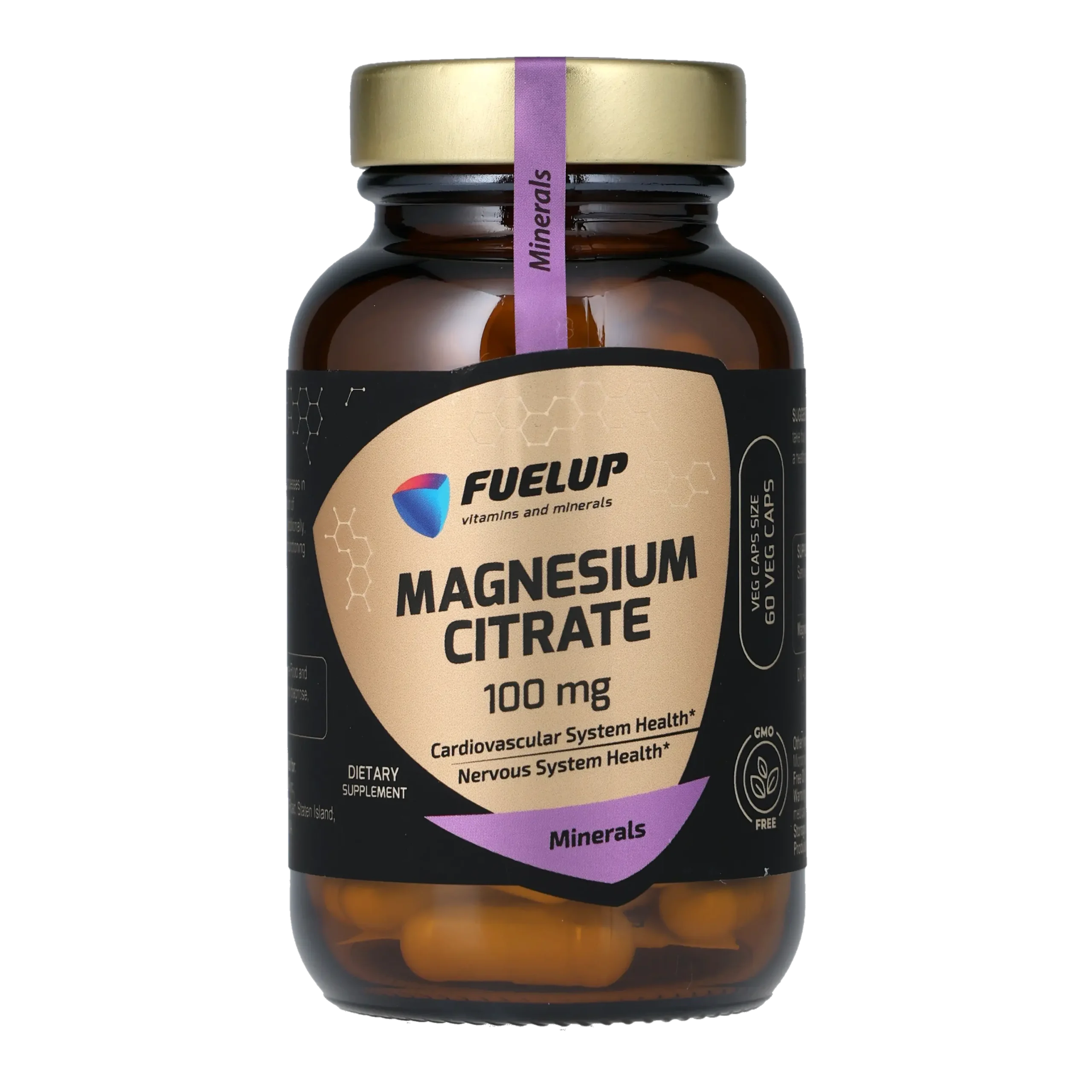 fu-0827_1.webp Магній цитрат FUELUP Magnesium Citrate 100 мг, Антистрес та підтримка м'язів, 60 капсул - Зображення 1