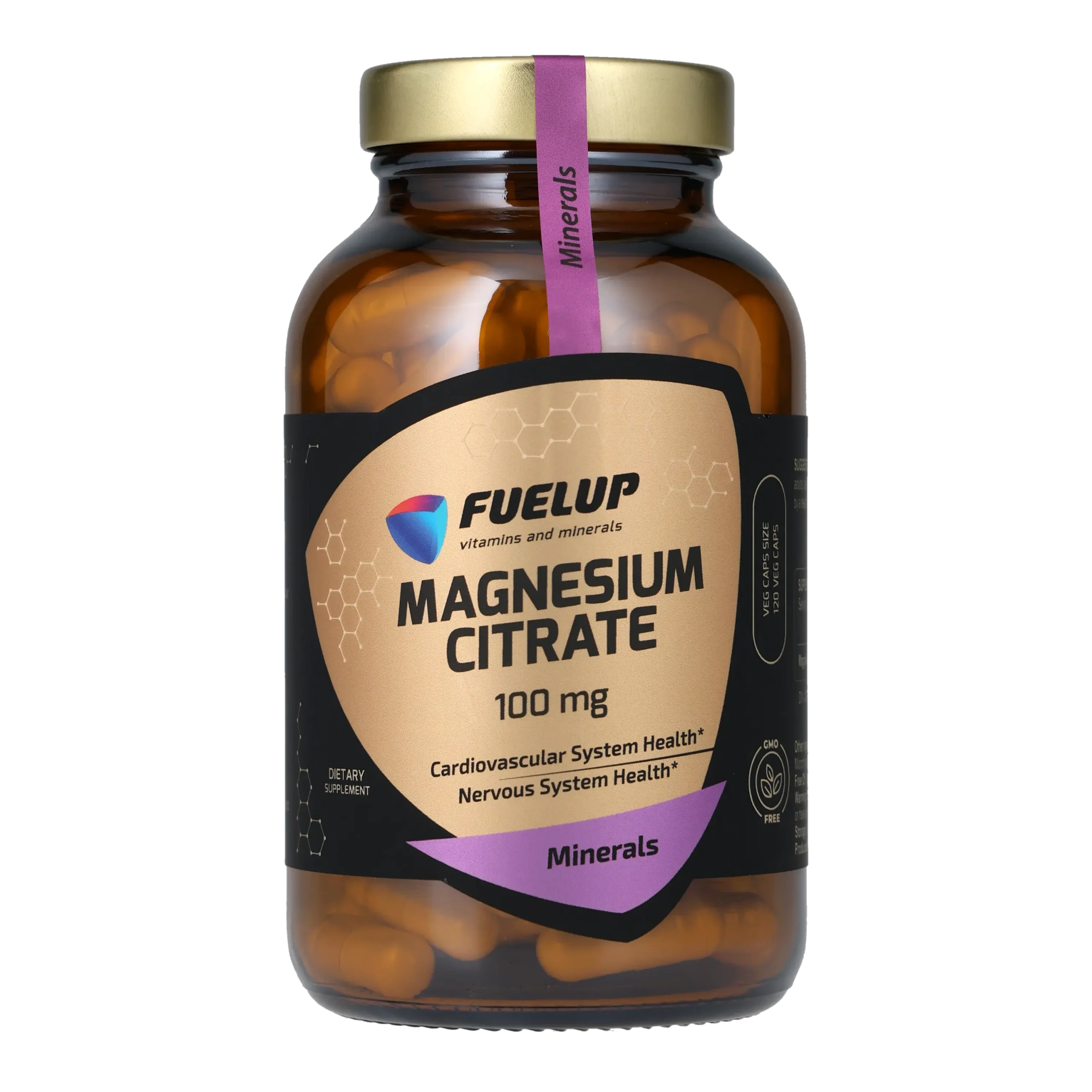 fu-0834_1.webp Магній цитрат FUELUP Magnesium Citrate 100 мг, Антистрес та підтримка м'язів, 120 капсул - Зображення 1
