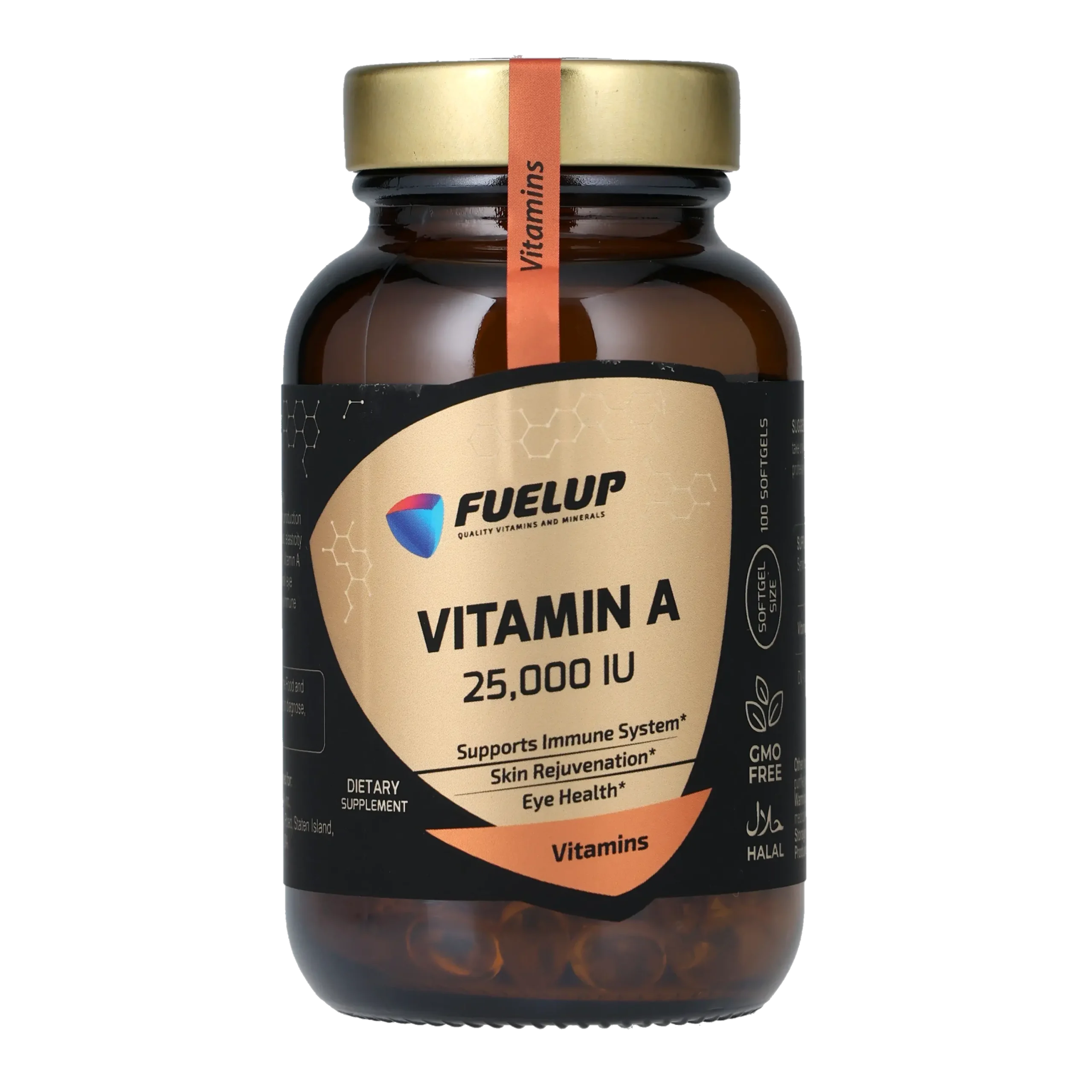 fu-0902_1.webp Вітамін А FUELUP 25000 МО, Здоров'я шкіри та зору, 100 капсул - Зображення 1