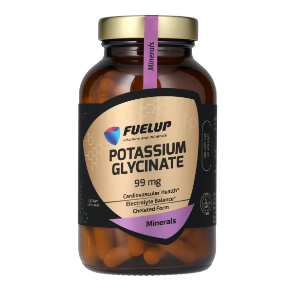 Калій гліцинат FUELUP Potassium Glycinate 99 мг, Баланс електролітів та м'язовий тонус, 120 капсул