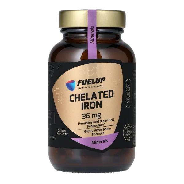 Хелатне залізо FUELUP Chelated Iron 36 мг, Підтримка гемоглобіну та енергії, 90 капсул