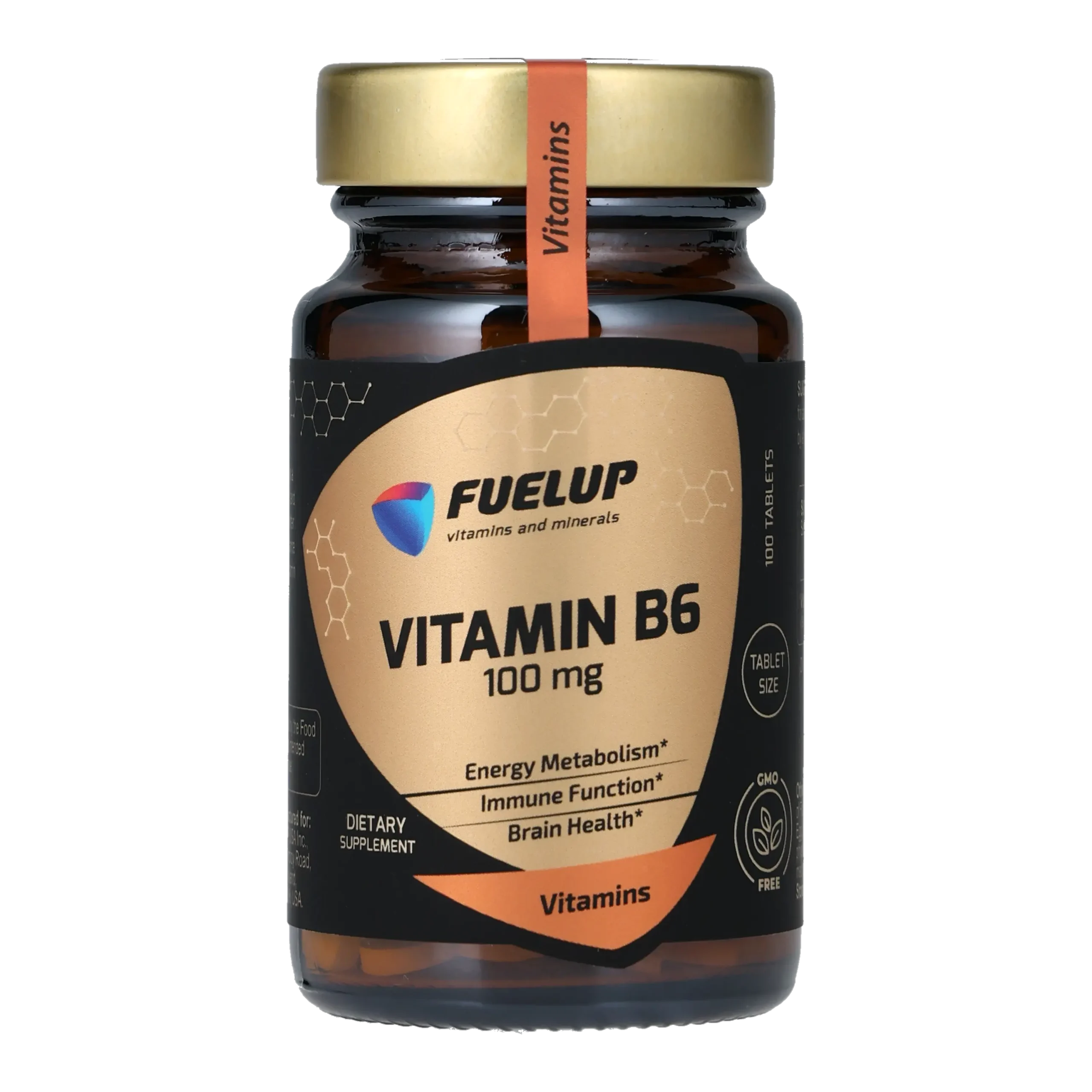 fu-1121_1.webp Вітамін B6 FUELUP 100 мг, Підтримка нервової системи та метаболізму, 100 таблеток - Зображення 1