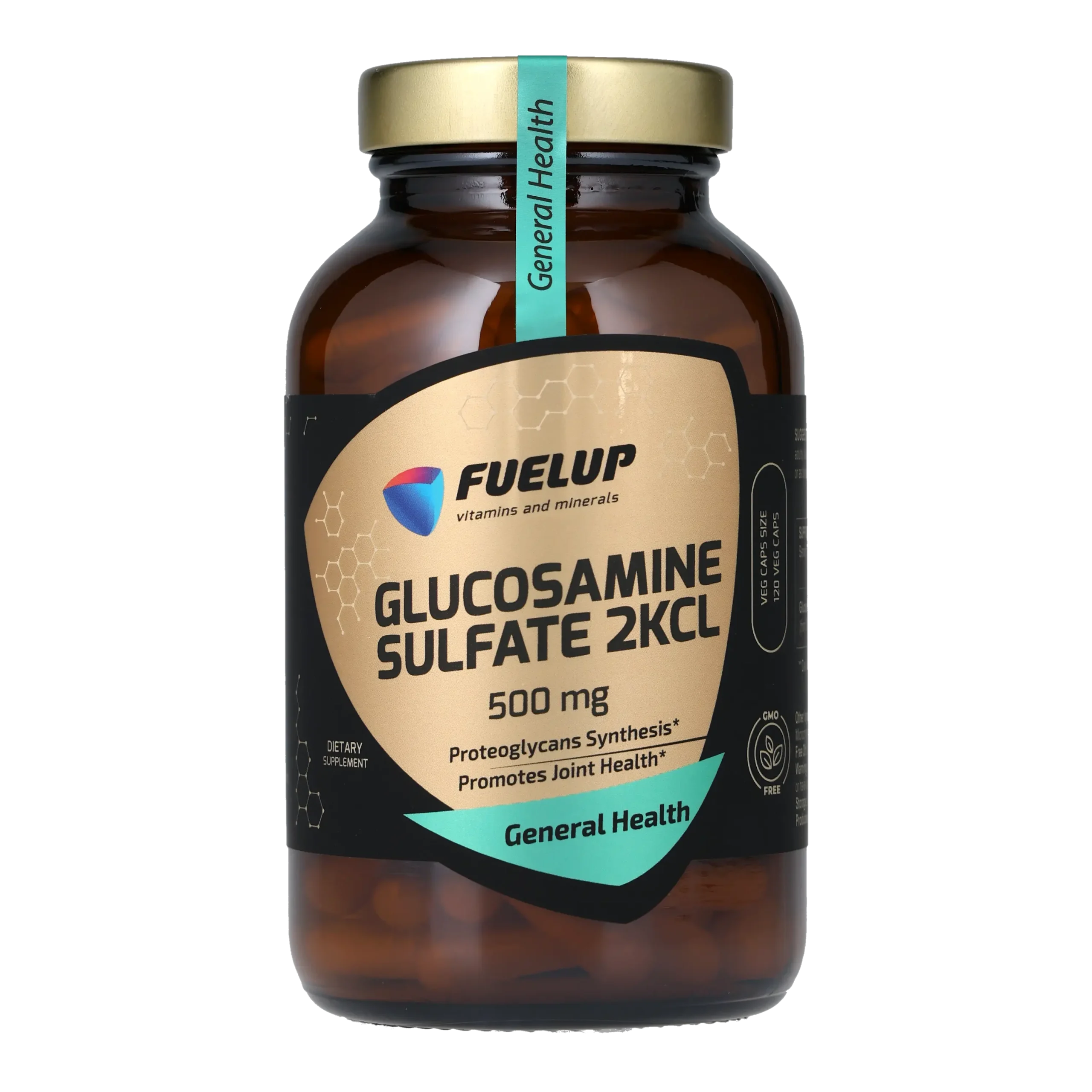 fu-1213_1.webp Глюкозамін сульфат FUELUP Glucosamine Sulfate 500 мг, Відновлення суглобів та зв'язок, 120 капсул - Зображення 1