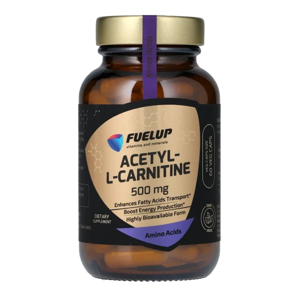 Ацетил-L-карнітин FUELUP Acetyl-L-Carnitine 500 мг, Енергія та метаболізм, 60 капсул