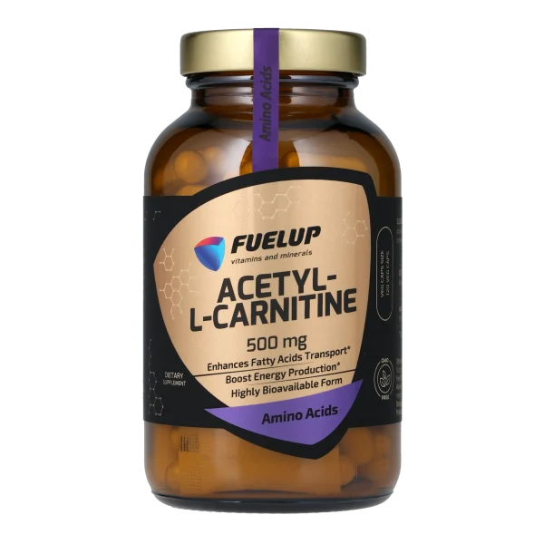 Ацетил-L-карнітин FUELUP Acetyl-L-Carnitine 500 мг, Енергія та метаболізм, 120 капсул