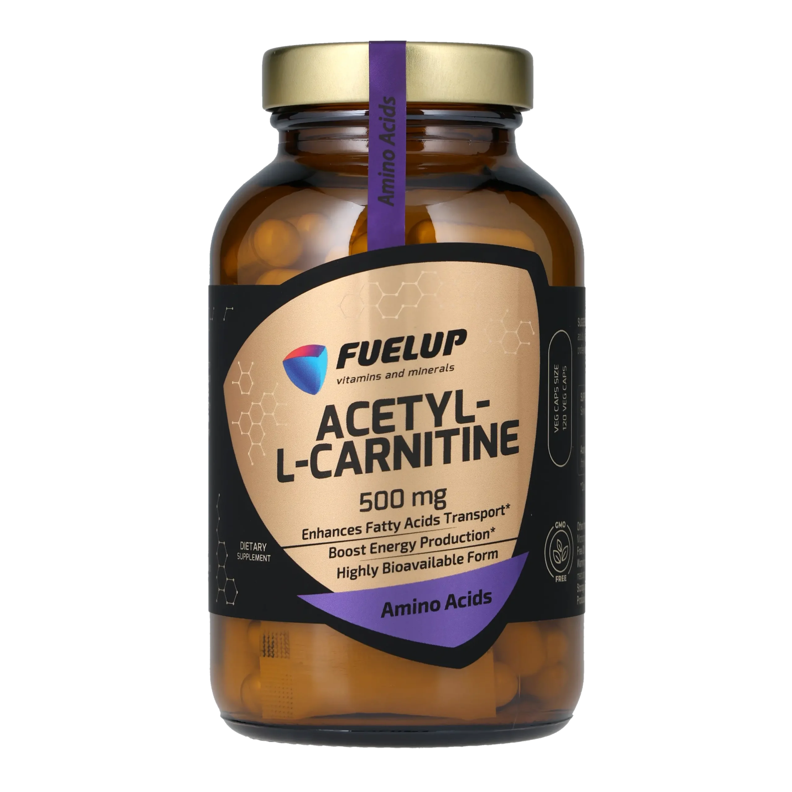 fu-1305_1.webp Ацетил-L-карнітин FUELUP Acetyl-L-Carnitine 500 мг, Енергія та метаболізм, 120 капсул - Зображення 1