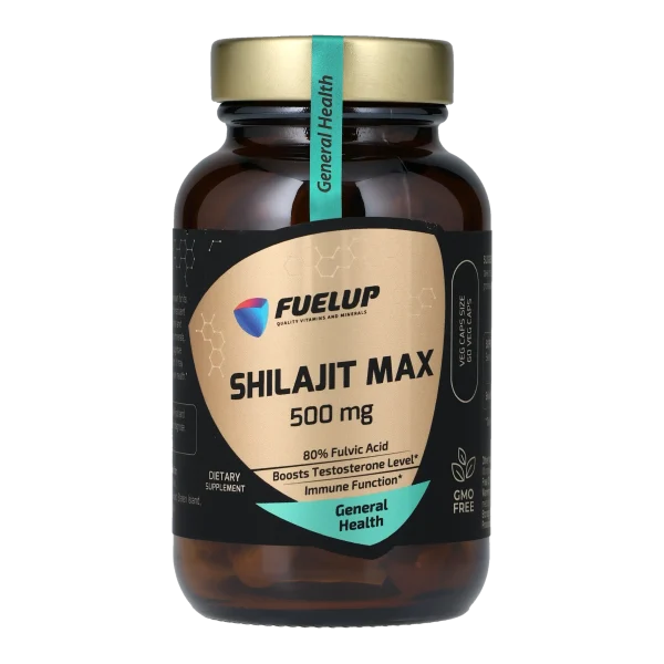 Мумійо FUELUP Shilajit MAX 500 мг, Життєва енергія та витривалість, 60 капсул