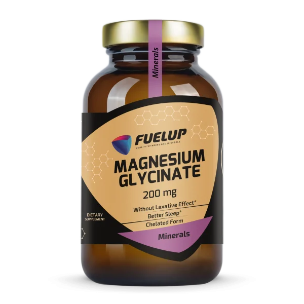 Магній гліцинат FUELUP Magnesium Glycinate 200 мг високобіодоступна хелатна форма для глибокого відновлення, спокою та якісного сну, 60 таблеток
