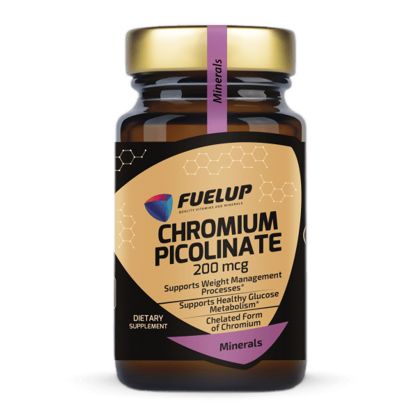 Хром піколінат FUELUP Chromium Picolinate 200 мкг, регулювання рівня цукру в крові, зменшуе тягу до солодощів та перекусів, 100 таблеток